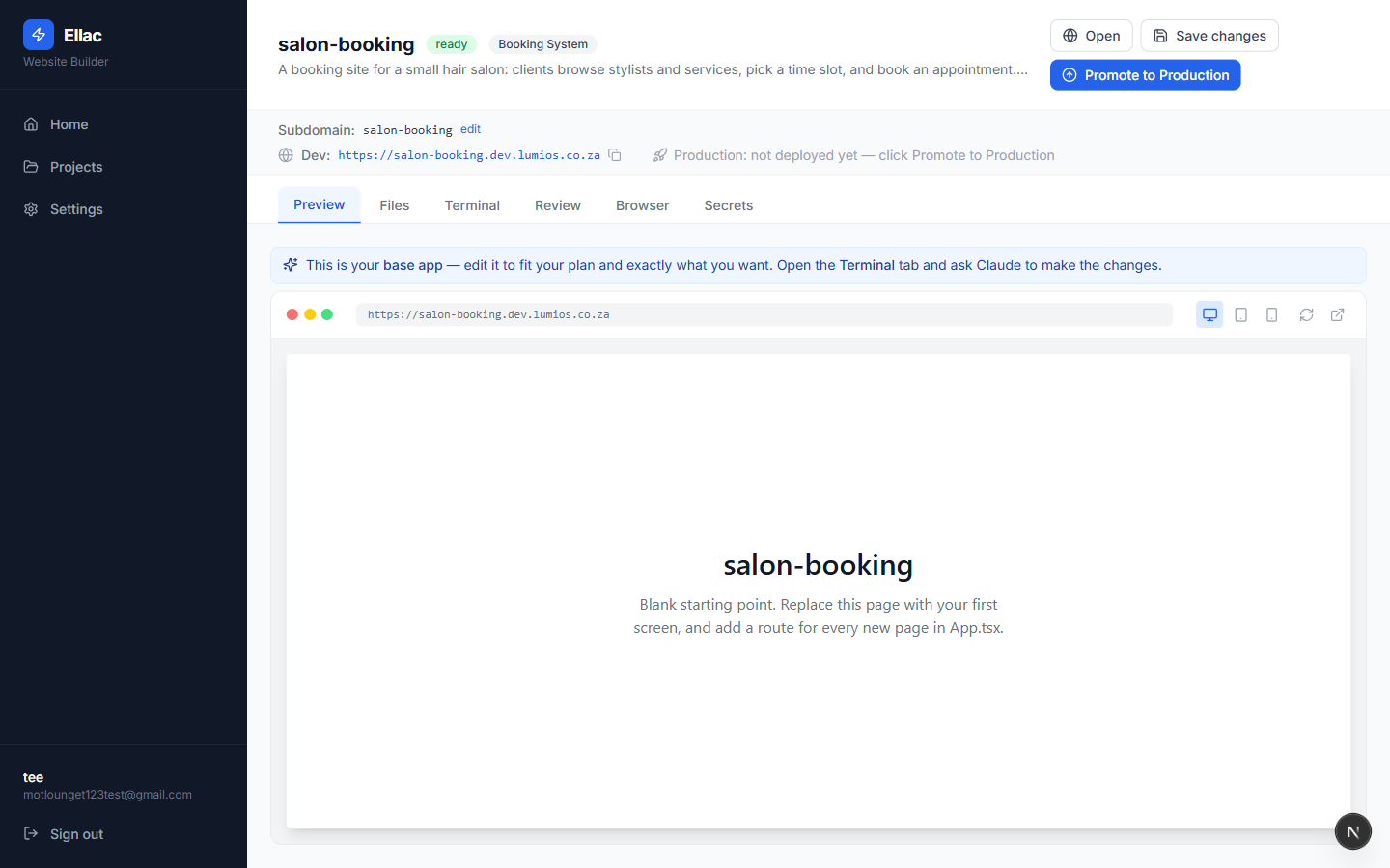 Your project workspace